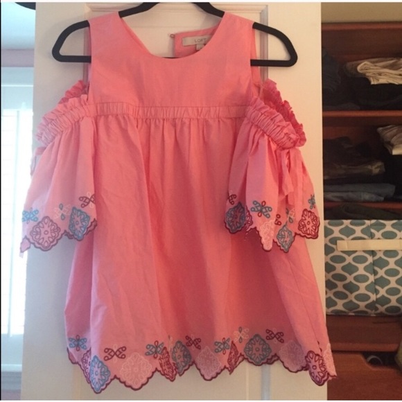 Ann Taylor LOFT Cold Shoulder Fiesta Blouse Top  M - Picture 6 of 6